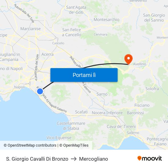 S. Giorgio Cavalli Di Bronzo to Mercogliano map