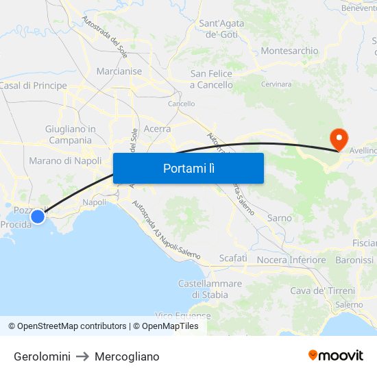 Gerolomini to Mercogliano map
