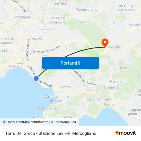 Torre Del Greco - Stazione Eav to Mercogliano map