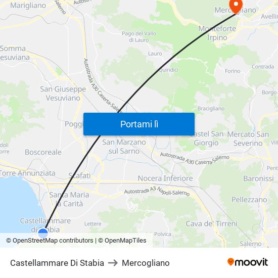 Castellammare Di Stabia to Mercogliano map