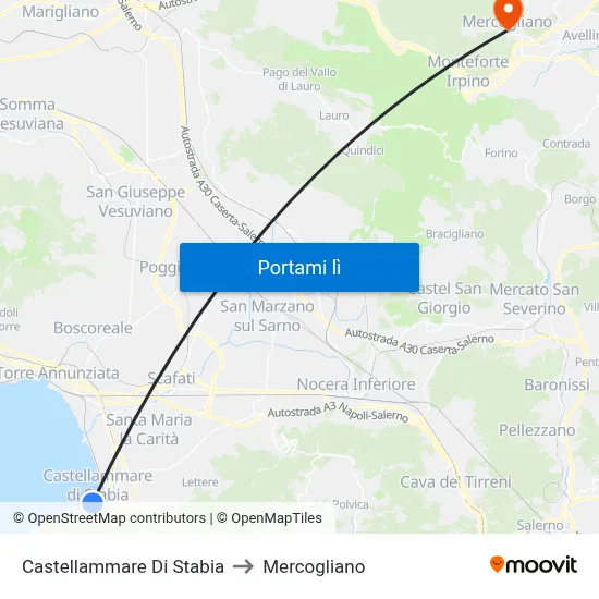 Castellammare Di Stabia to Mercogliano map