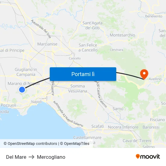 Del Mare to Mercogliano map