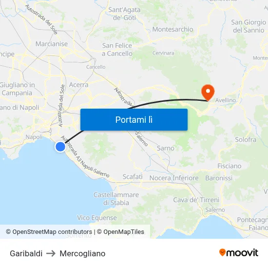 Garibaldi to Mercogliano map