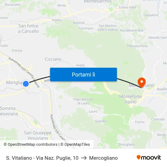 S. Vitaliano - Via Naz. Puglie, 10 to Mercogliano map