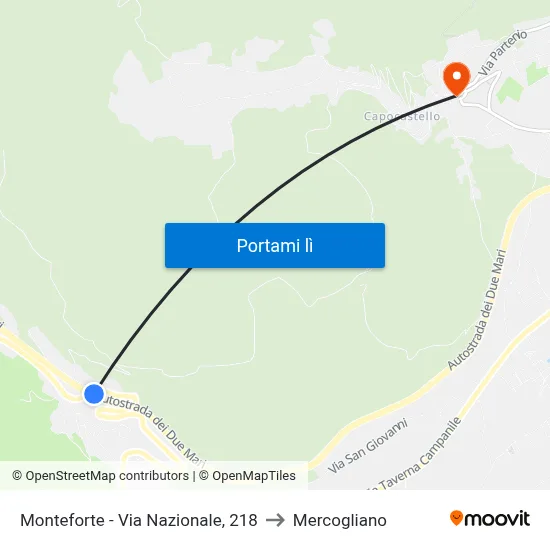 Monteforte - Via Nazionale, 218 to Mercogliano map