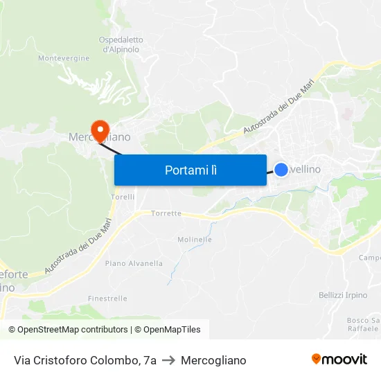 Via Cristoforo Colombo, 7a to Mercogliano map