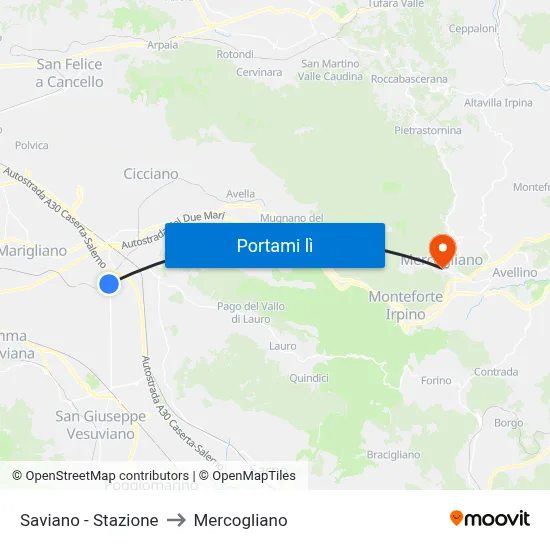 Saviano - Stazione to Mercogliano map
