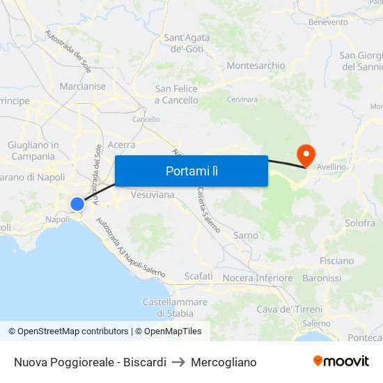 Nuova Poggioreale - Biscardi to Mercogliano map