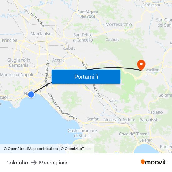 Colombo to Mercogliano map