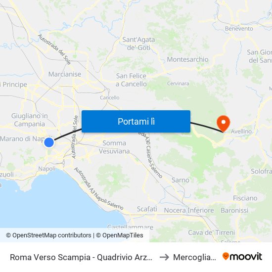 Roma Verso Scampia - Quadrivio Arzano to Mercogliano map