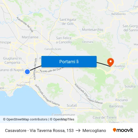 Casavatore - Via Taverna Rossa, 153 to Mercogliano map