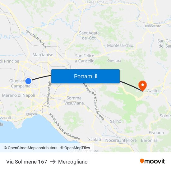 Via Solimene 167 to Mercogliano map