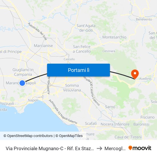 Via Provinciale Mugnano-C - Rif. Ex Stazione Alifana to Mercogliano map