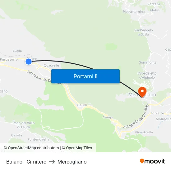 Baiano - Cimitero to Mercogliano map