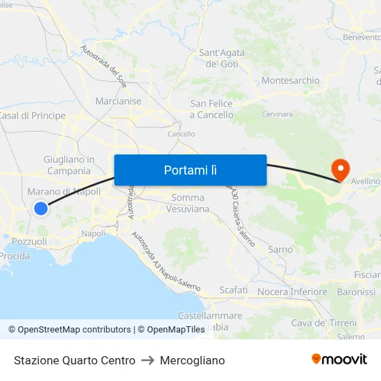 Stazione Quarto Centro to Mercogliano map