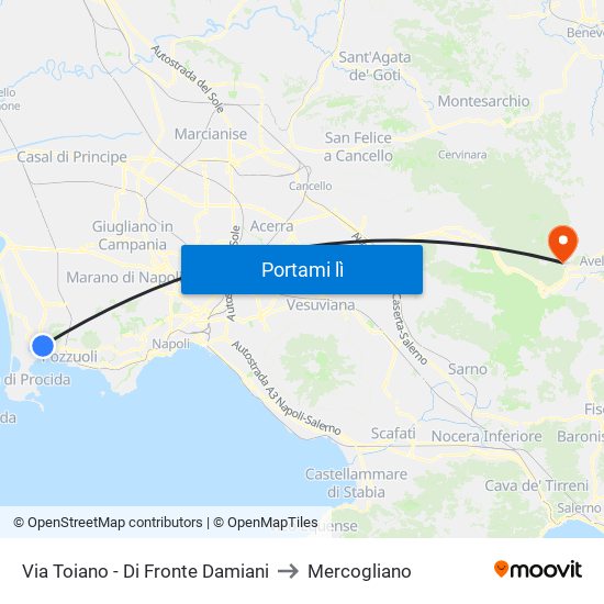 Via Toiano - Di Fronte Damiani to Mercogliano map