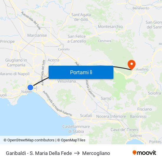 Garibaldi - S. Maria Della Fede to Mercogliano map