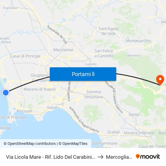 Via Licola Mare - Rif. Lido Del Carabiniere to Mercogliano map