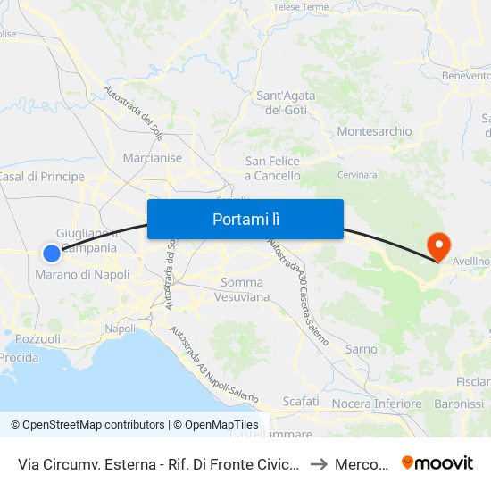Via Circumv. Esterna - Rif. Di Fronte Civico N° 94 Eurostucchi to Mercogliano map