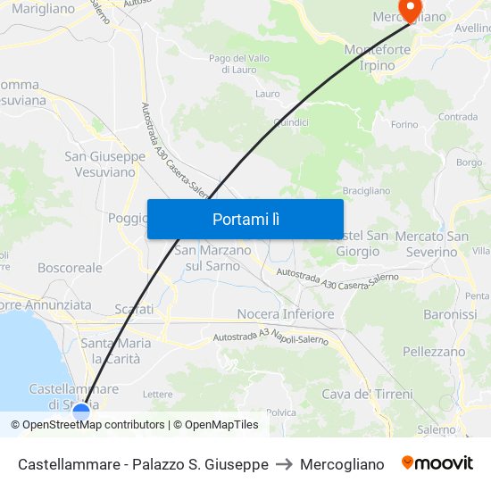 Castellammare - Palazzo S. Giuseppe to Mercogliano map