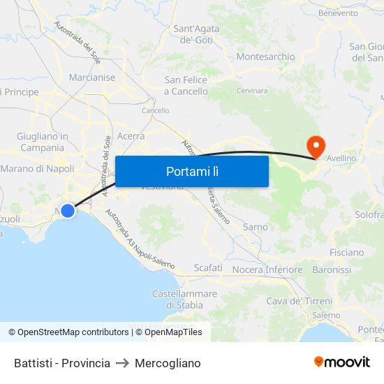 Battisti - Provincia to Mercogliano map