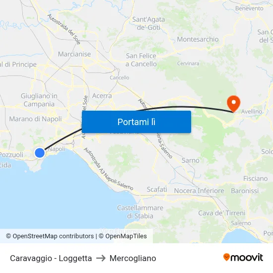 Caravaggio - Loggetta to Mercogliano map