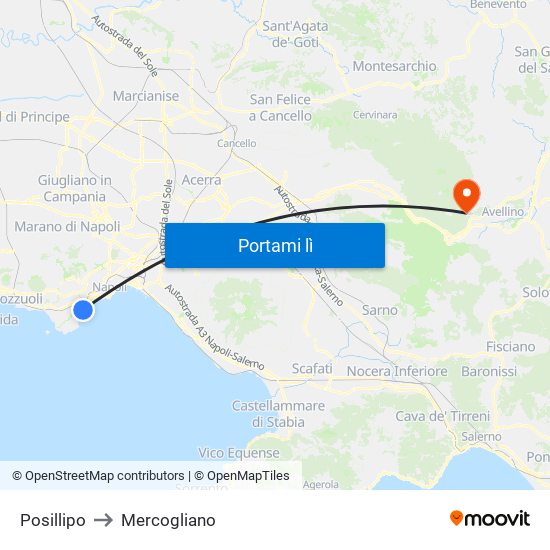 Posillipo to Mercogliano map