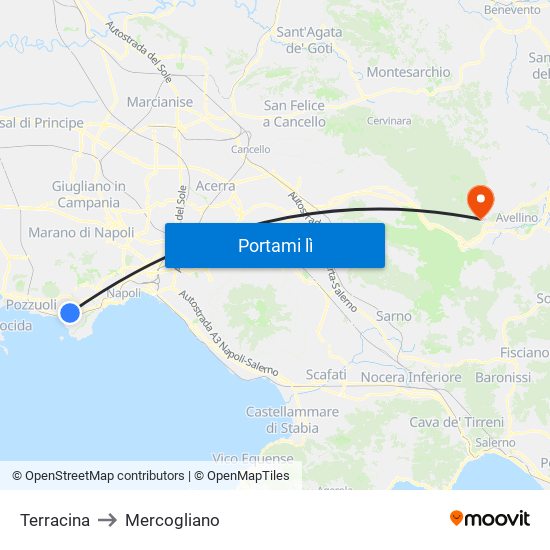 Terracina to Mercogliano map