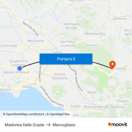 Madonna Delle Grazie to Mercogliano map