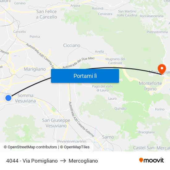 4044 - Via Pomigliano to Mercogliano map