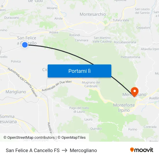 San Felice A Cancello FS to Mercogliano map