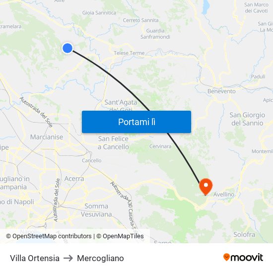 Villa Ortensia to Mercogliano map