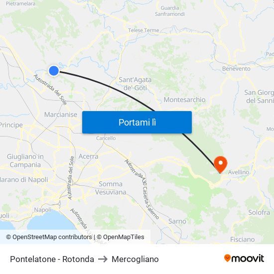 Pontelatone - Rotonda to Mercogliano map