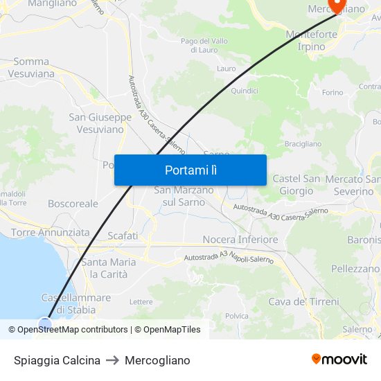 Spiaggia Calcina to Mercogliano map