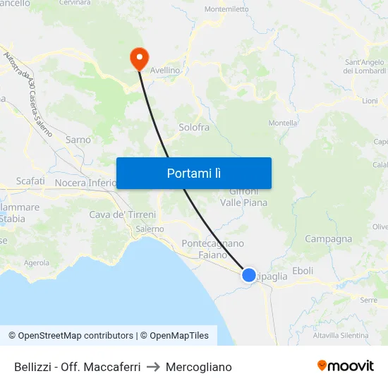 Bellizzi - Off. Maccaferri to Mercogliano map
