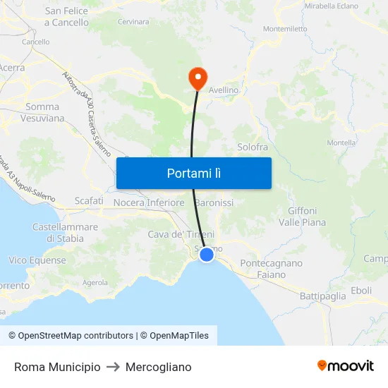 Roma Municipio to Mercogliano map