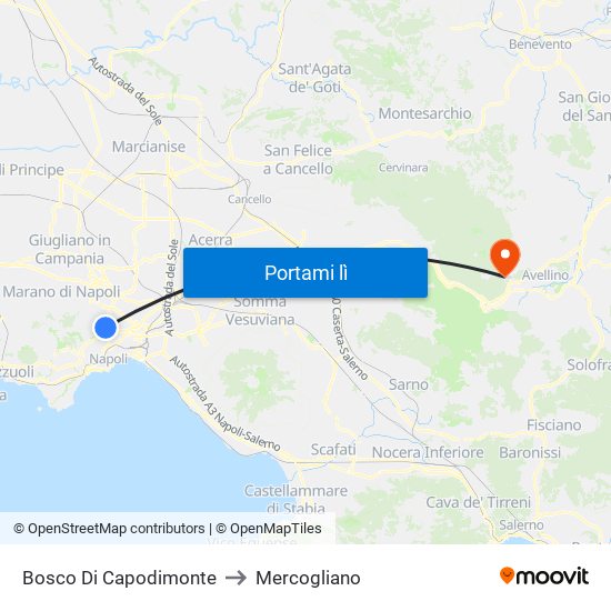 Bosco Di Capodimonte to Mercogliano map