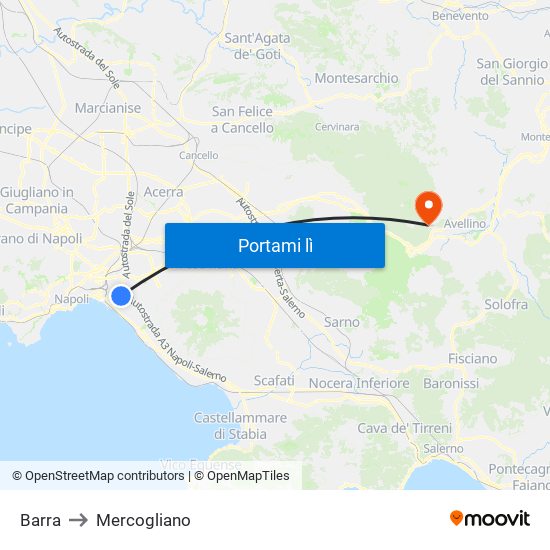 Barra to Mercogliano map