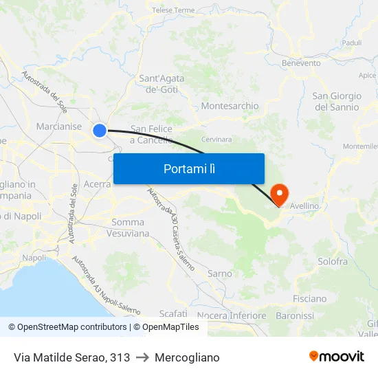 Via Matilde Serao, 313 to Mercogliano map