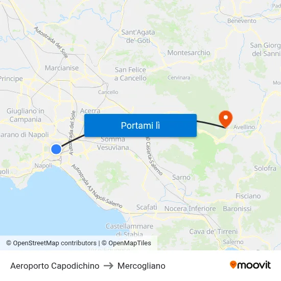 Aeroporto Capodichino to Mercogliano map