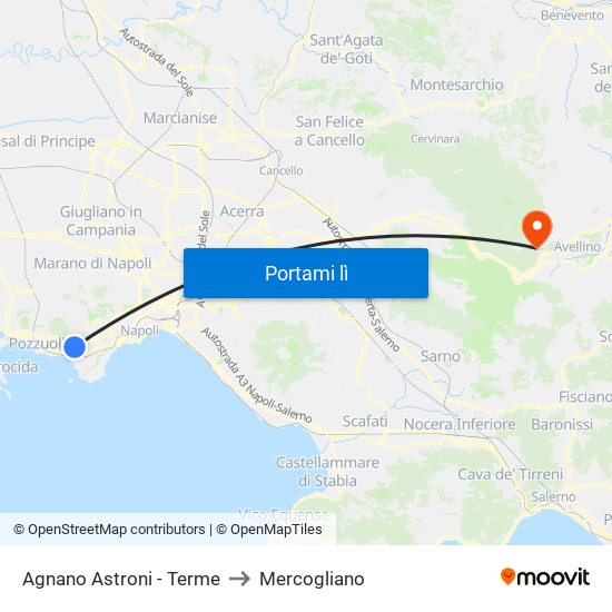 Agnano Astroni - Terme to Mercogliano map