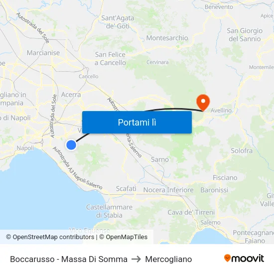 Boccarusso - Massa Di Somma to Mercogliano map