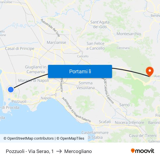 Pozzuoli - Via Serao, 1 to Mercogliano map