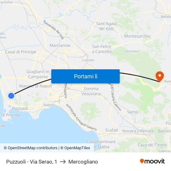 Puzzuoli - Via Serao, 1 to Mercogliano map