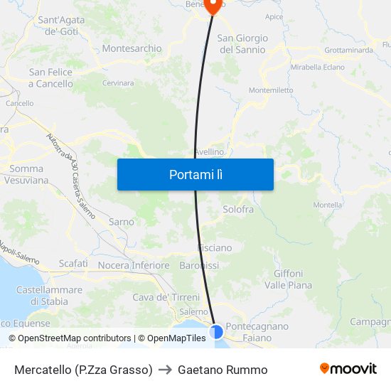 Mercatello (P.Zza Grasso) to Gaetano Rummo map