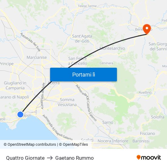 Quattro Giornate to Gaetano Rummo map