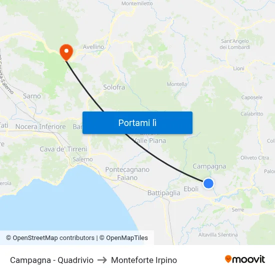 Campagna - Quadrivio to Monteforte Irpino map