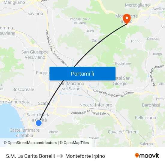S.M. La Carita  Borrelli to Monteforte Irpino map