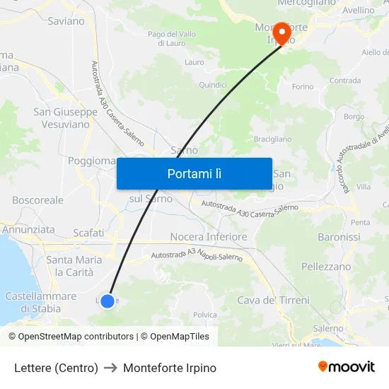 Lettere (Centro) to Monteforte Irpino map