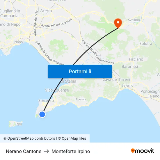 Nerano Cantone to Monteforte Irpino map